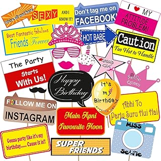 Party Propz Birthday photobooth Props 23 pcs -